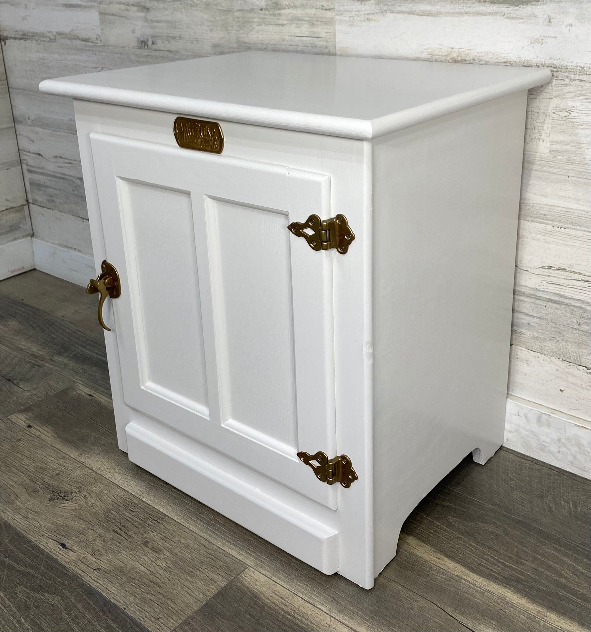 White Clad Ice Box Cabinet End Table