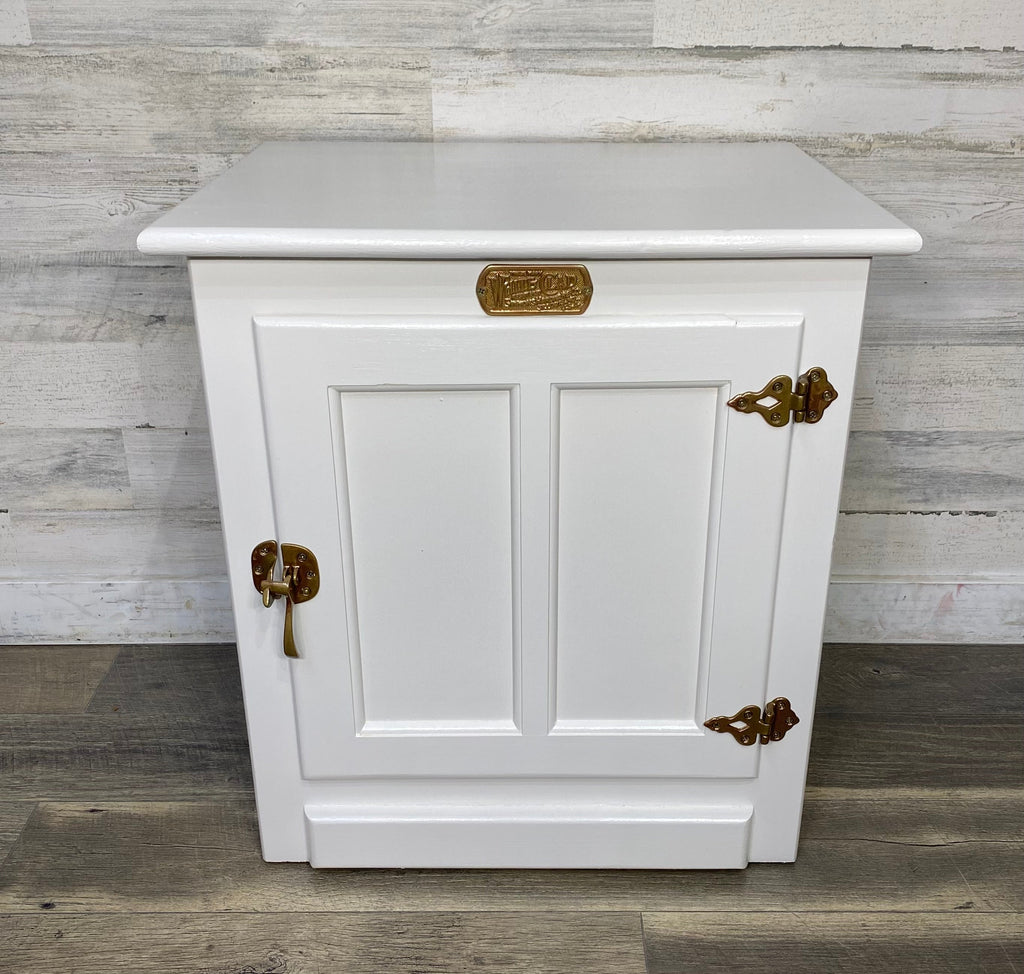 White Clad Ice Box Cabinet End Table