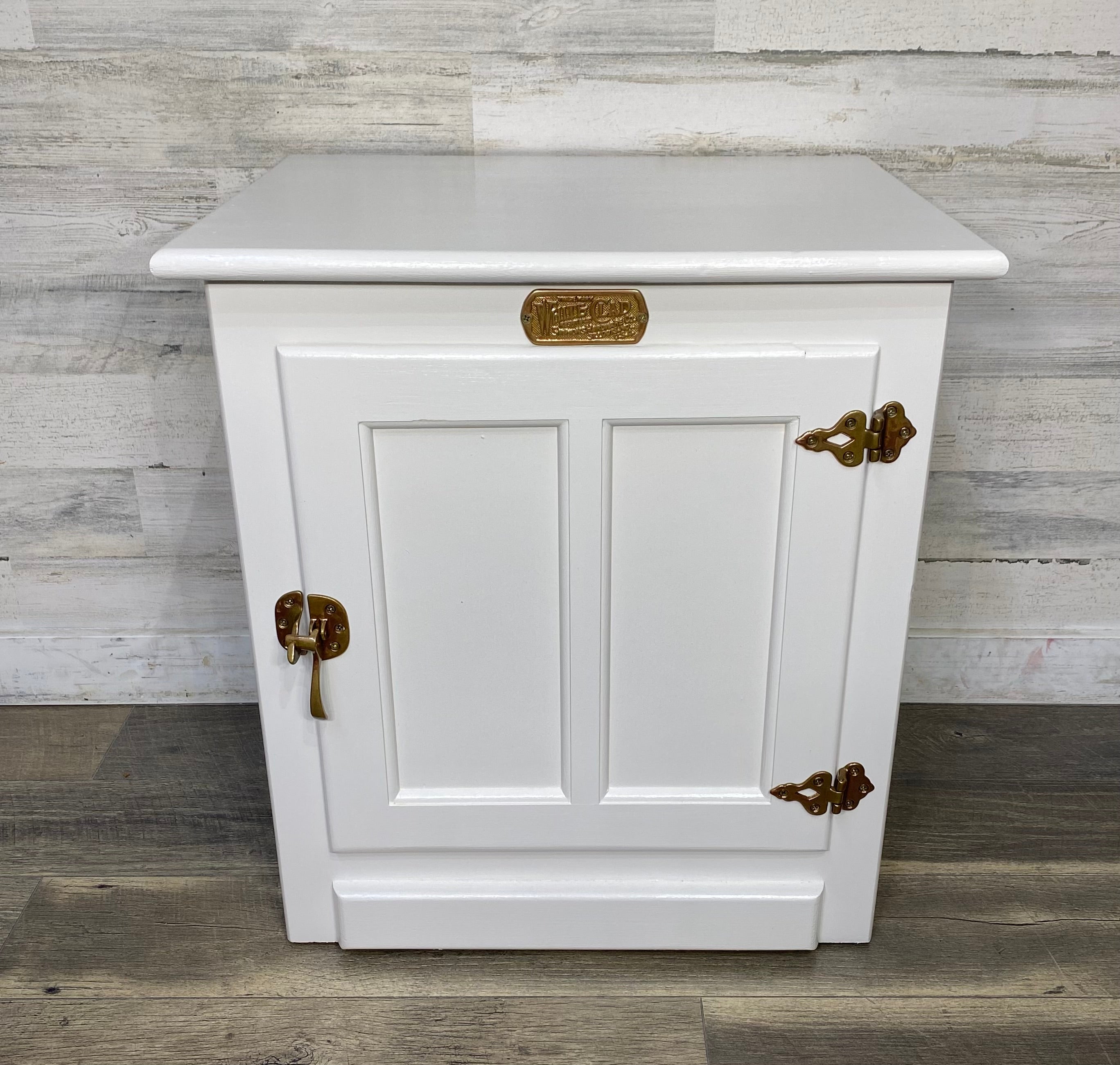 White Clad Ice Box Cabinet End Table