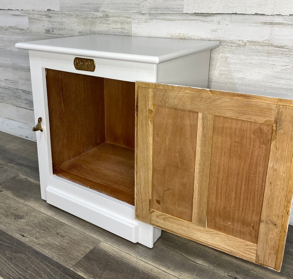 White Clad Ice Box Cabinet End Table